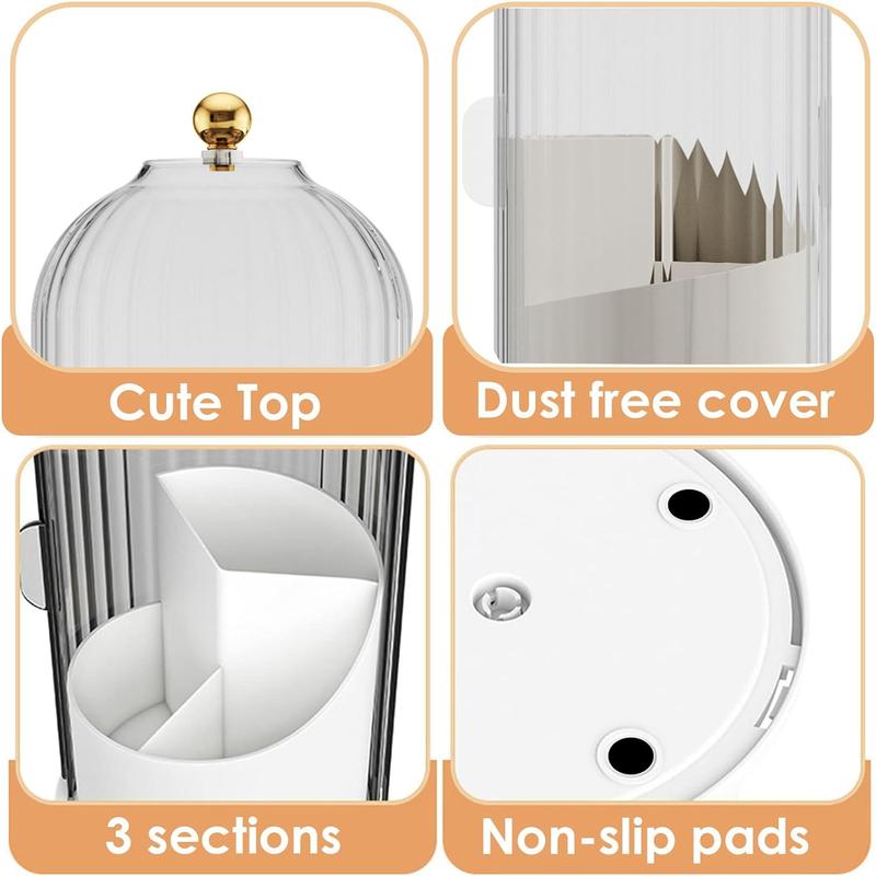 Covered countertop organizer with three sections and non-slip base